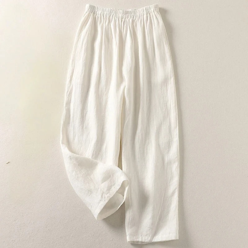 Marziva – Pantalones de lino vaporosos para el verano