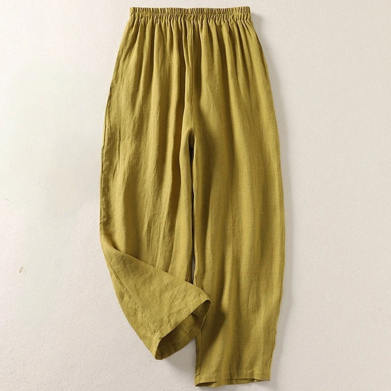 Marziva – Pantalones de lino vaporosos para el verano