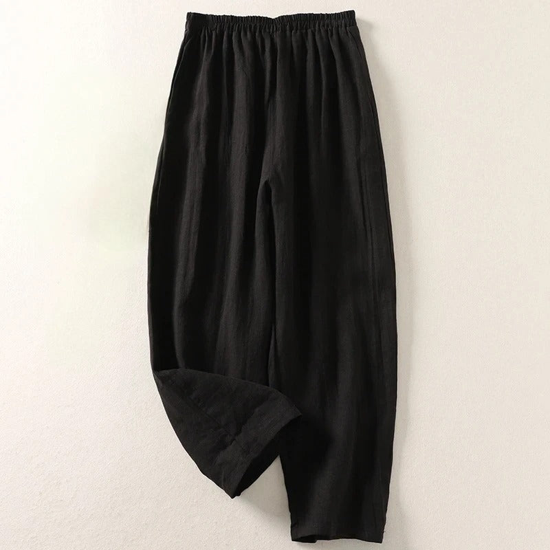 Marziva – Pantalones de lino vaporosos para el verano