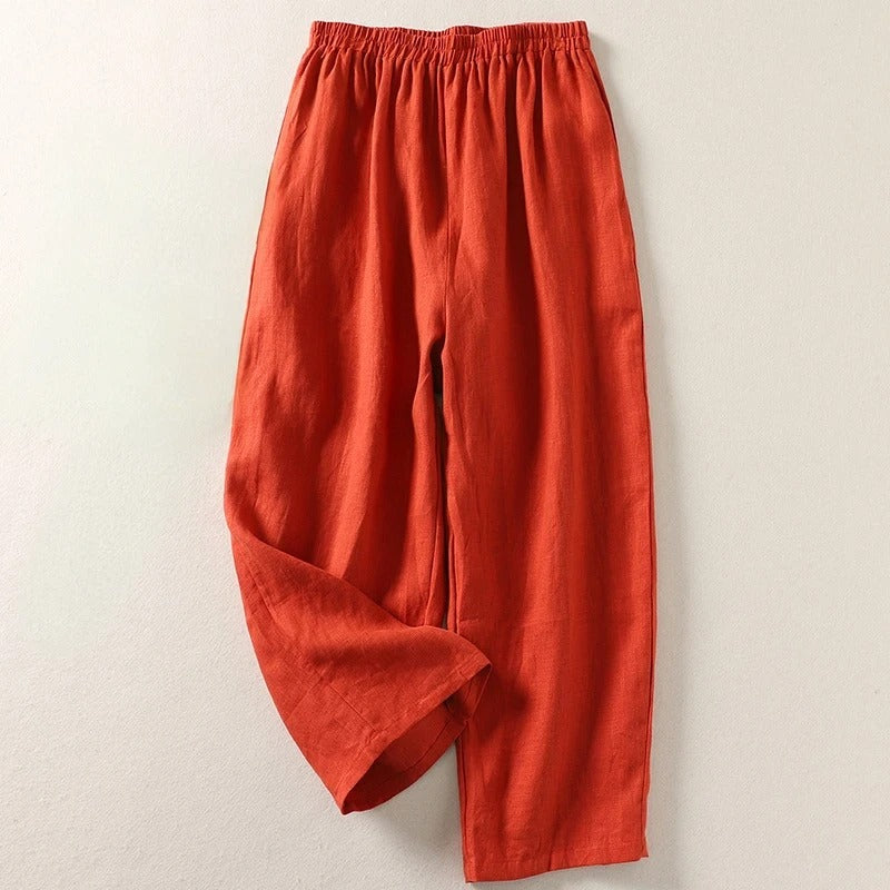 Marziva – Pantalones de lino vaporosos para el verano