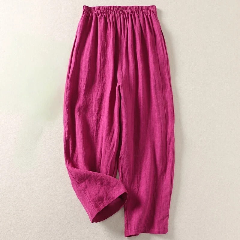Marziva – Pantalones de lino vaporosos para el verano