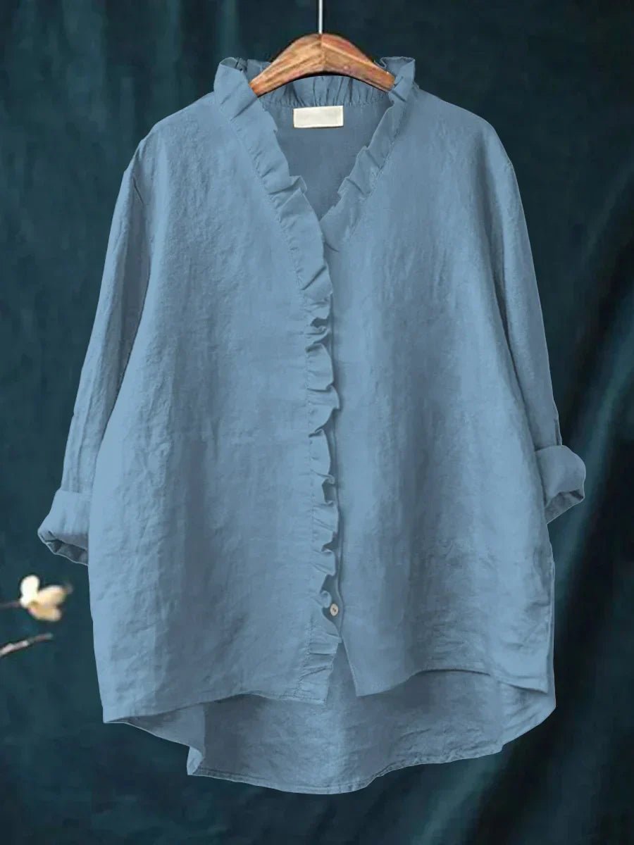 Anevia – Camisa de algodón y lino con volantes