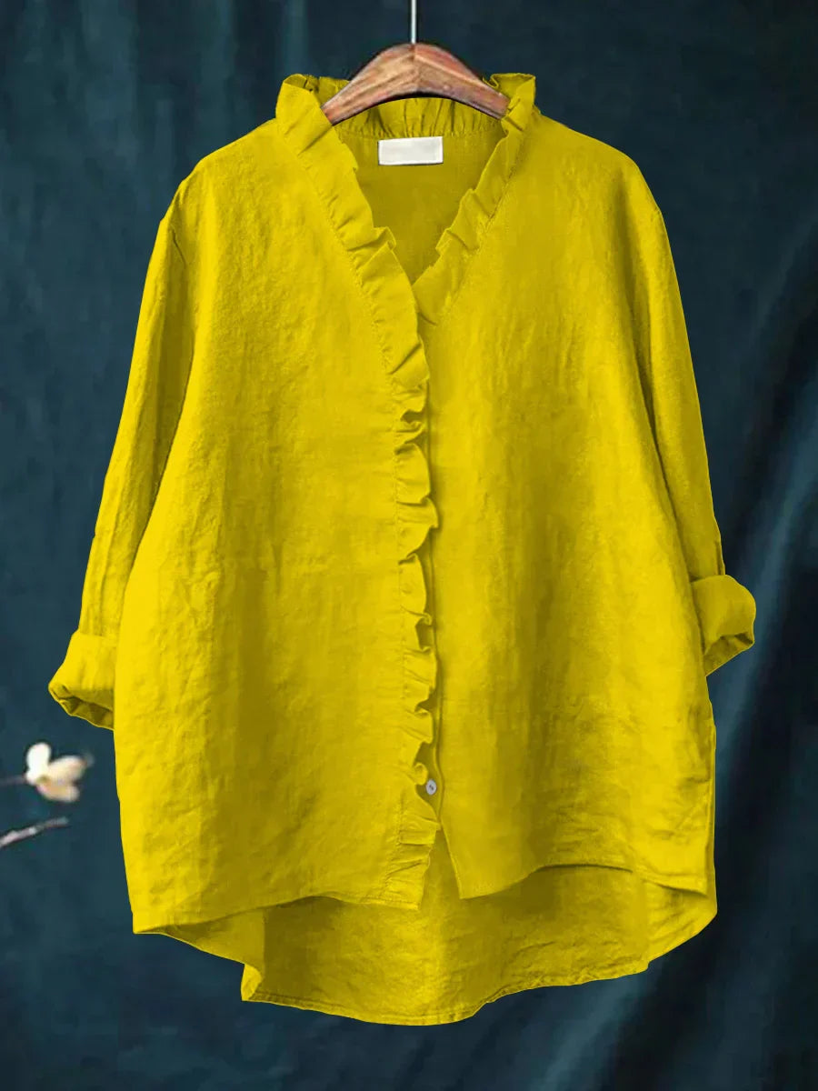 Anevia – Camisa de algodón y lino con volantes