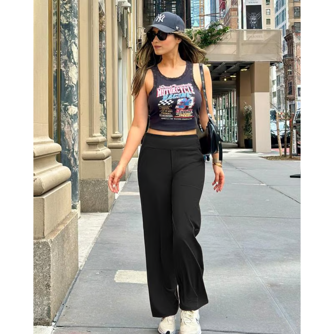 Alfreda – Pantalones de cintura alta y pierna ancha