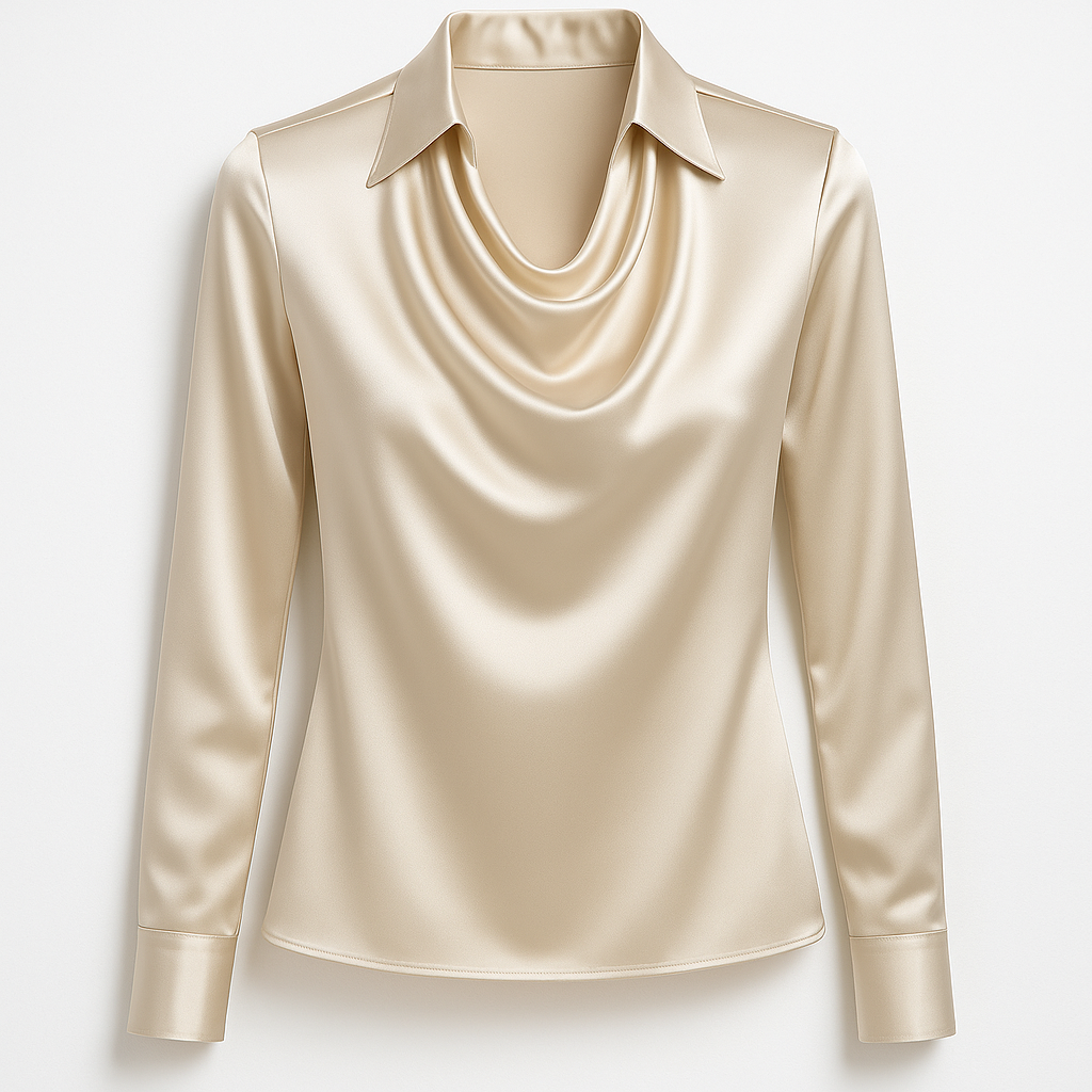 Rosela – Blusa blanca con elegante drapeado
