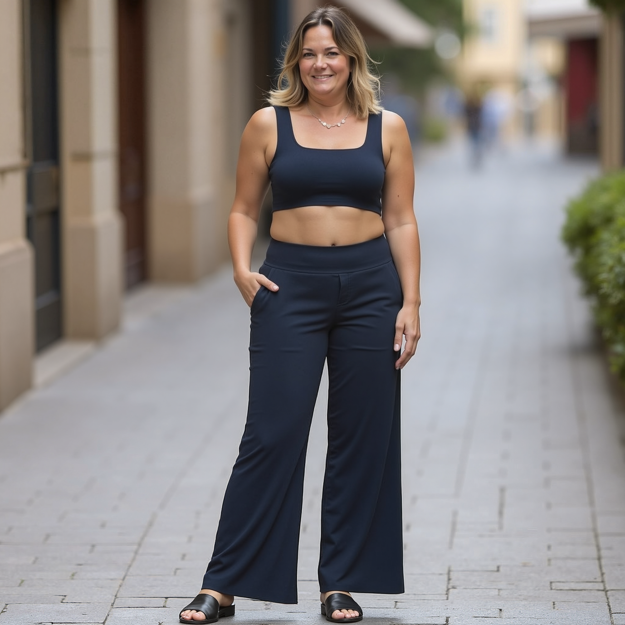 Alfreda – Pantalones de cintura alta y pierna ancha