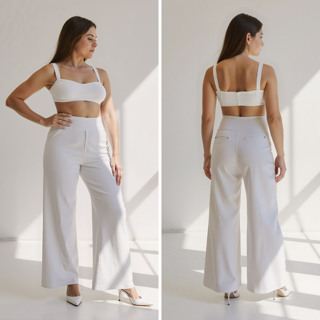 Alfreda – Pantalones de cintura alta y pierna ancha