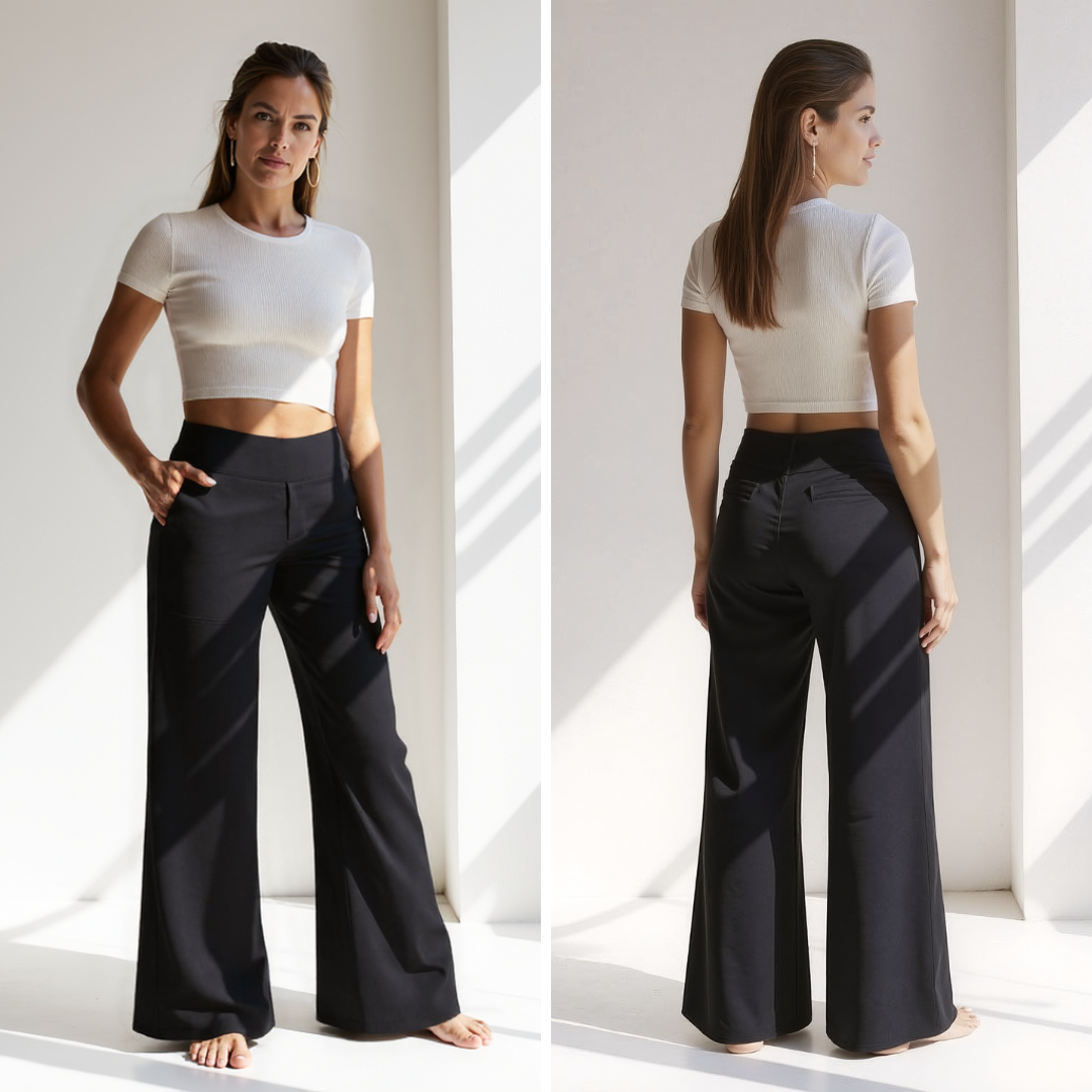 Alfreda – Pantalones de cintura alta y pierna ancha