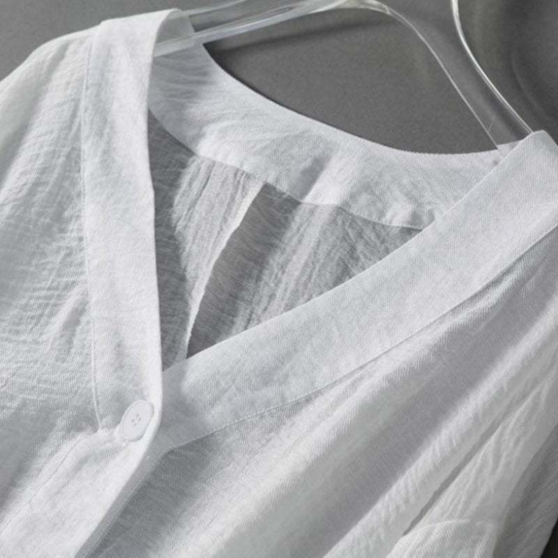 Aviela – Blusa vaporosa de lino con mangas murciélago