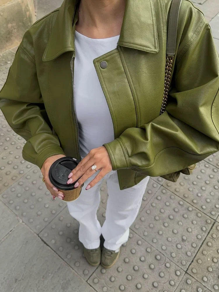 Liliana - Chaqueta de cuero oversize