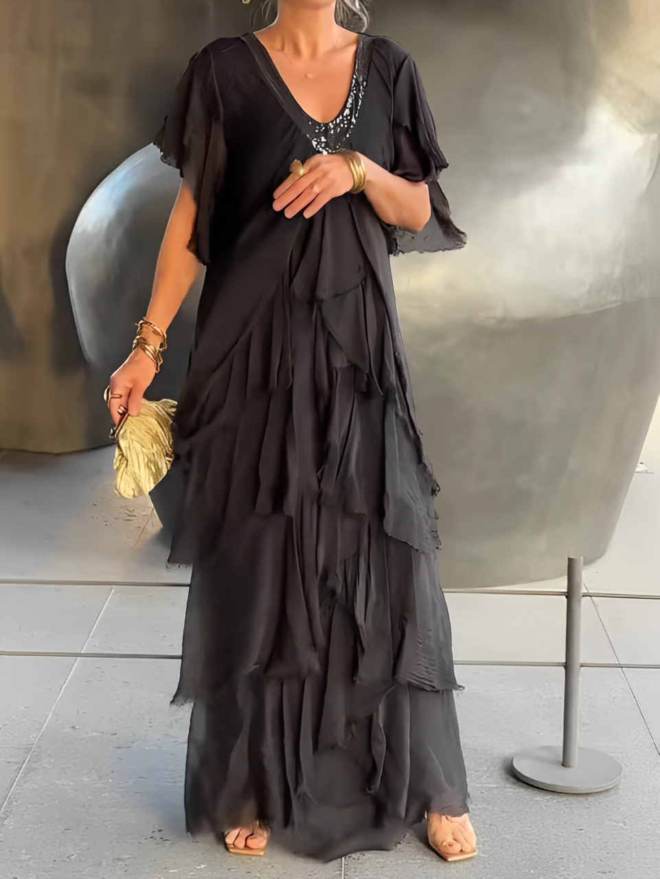 Bronisława – Vestido largo vaporoso con un toque artístico