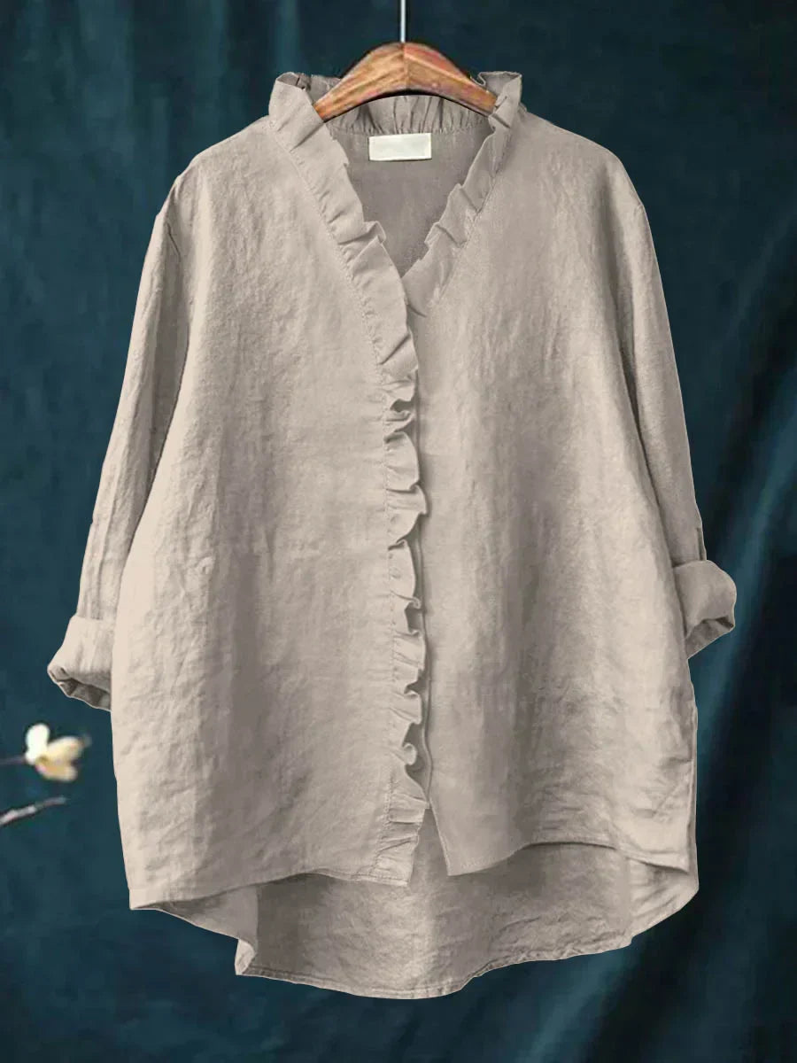 Anevia – Camisa de algodón y lino con volantes
