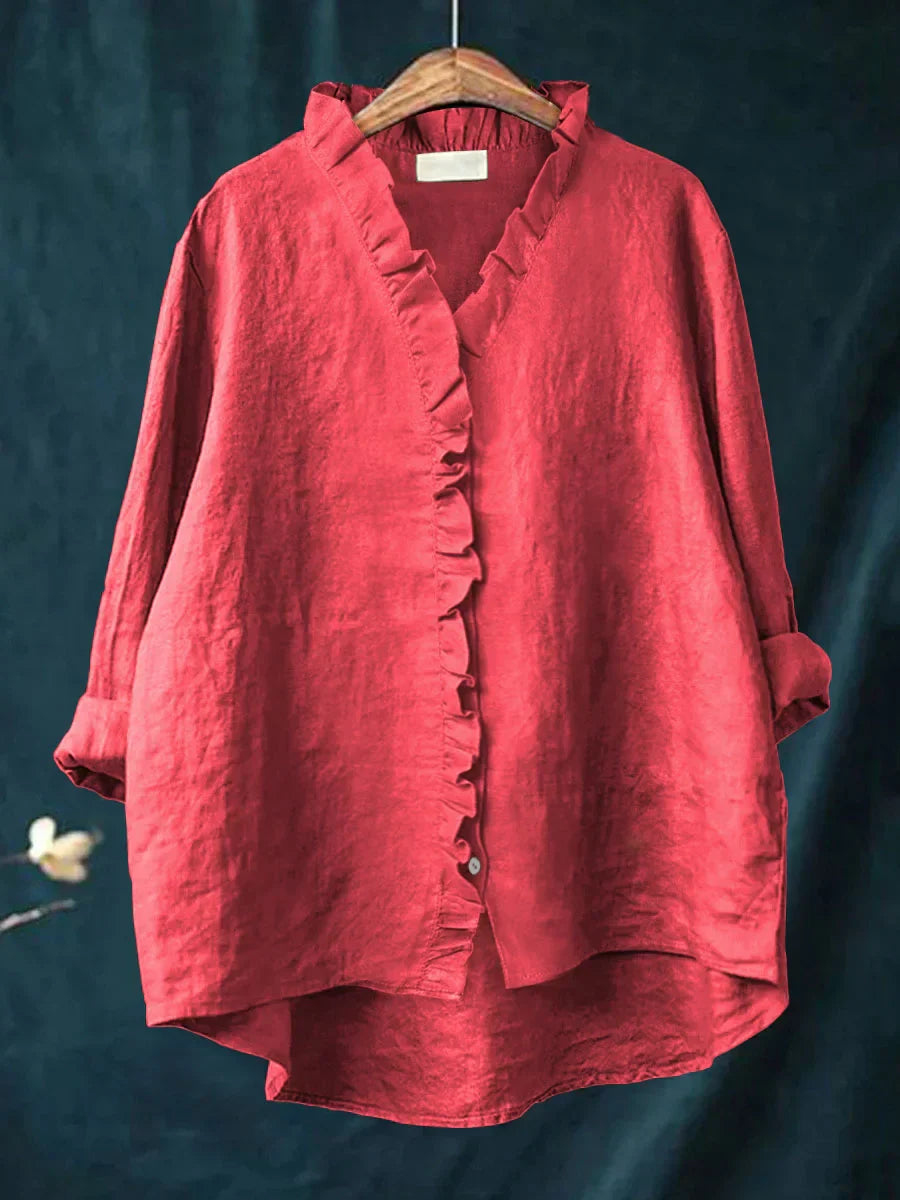 Anevia – Camisa de algodón y lino con volantes
