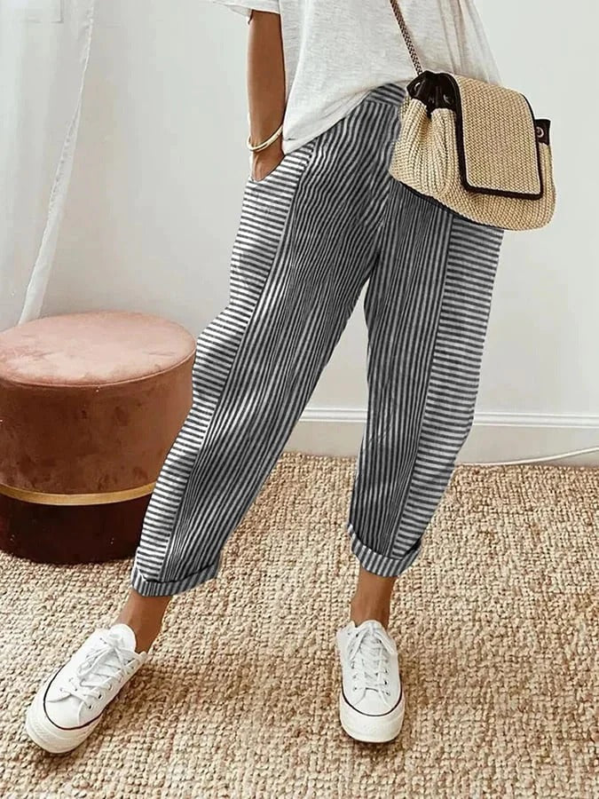 Klotylda – Pantalones de rayas elegantes para el verano