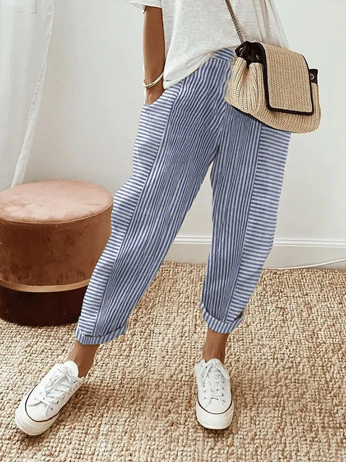 Klotylda – Pantalones de rayas elegantes para el verano