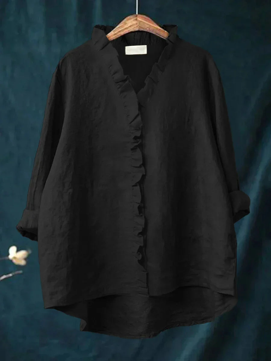 Anevia – Camisa de algodón y lino con volantes
