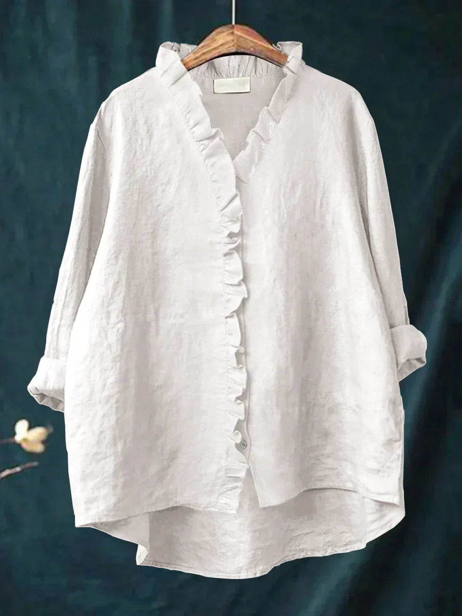 Anevia – Camisa de algodón y lino con volantes