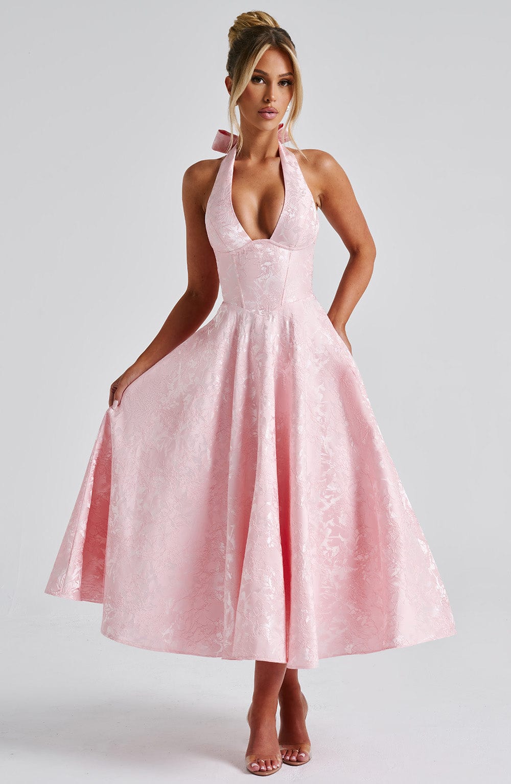 Bryza - Vestido midi con escote profundo en la espalda