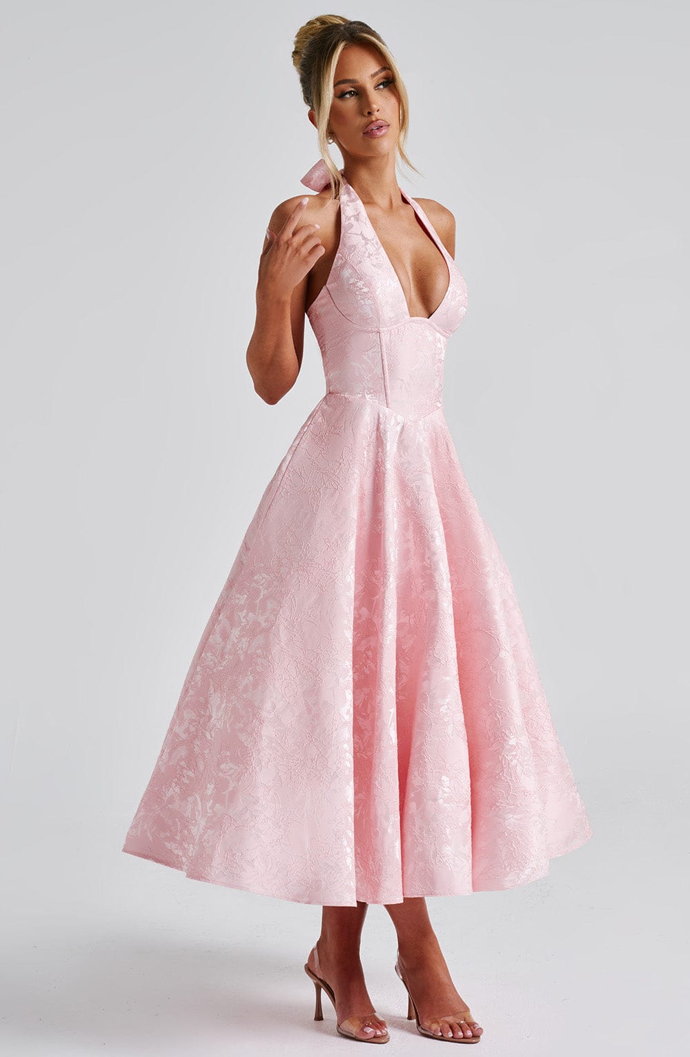 Bryza - Vestido midi con escote profundo en la espalda