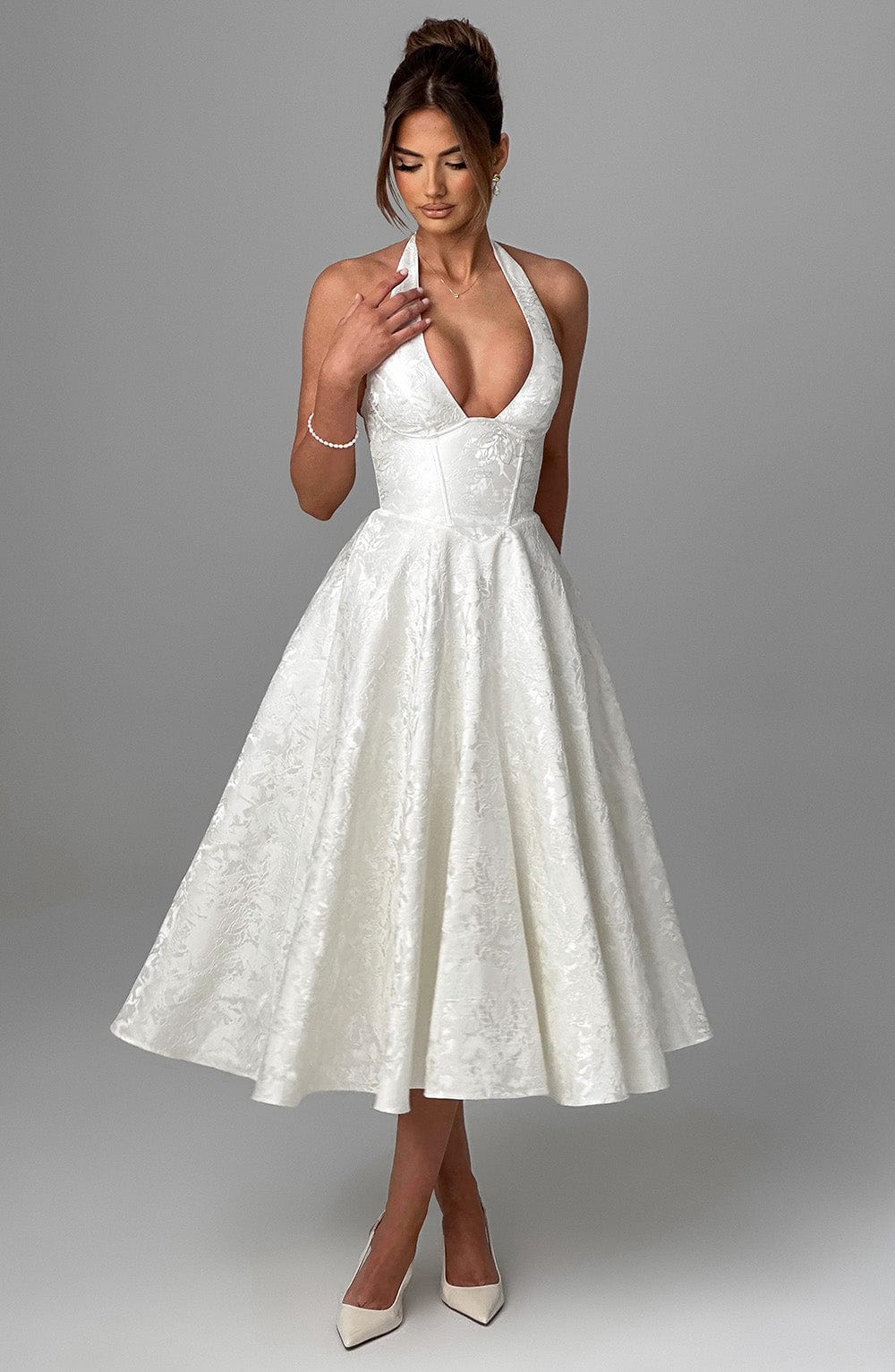 Bryza - Vestido midi con escote profundo en la espalda