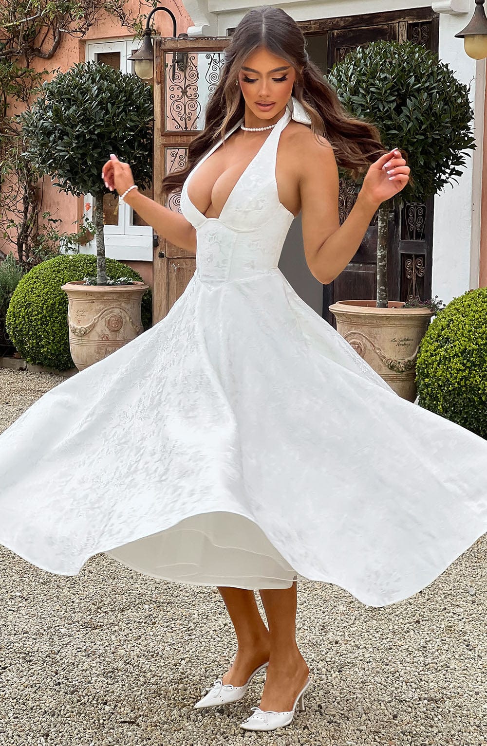 Bryza - Vestido midi con escote profundo en la espalda
