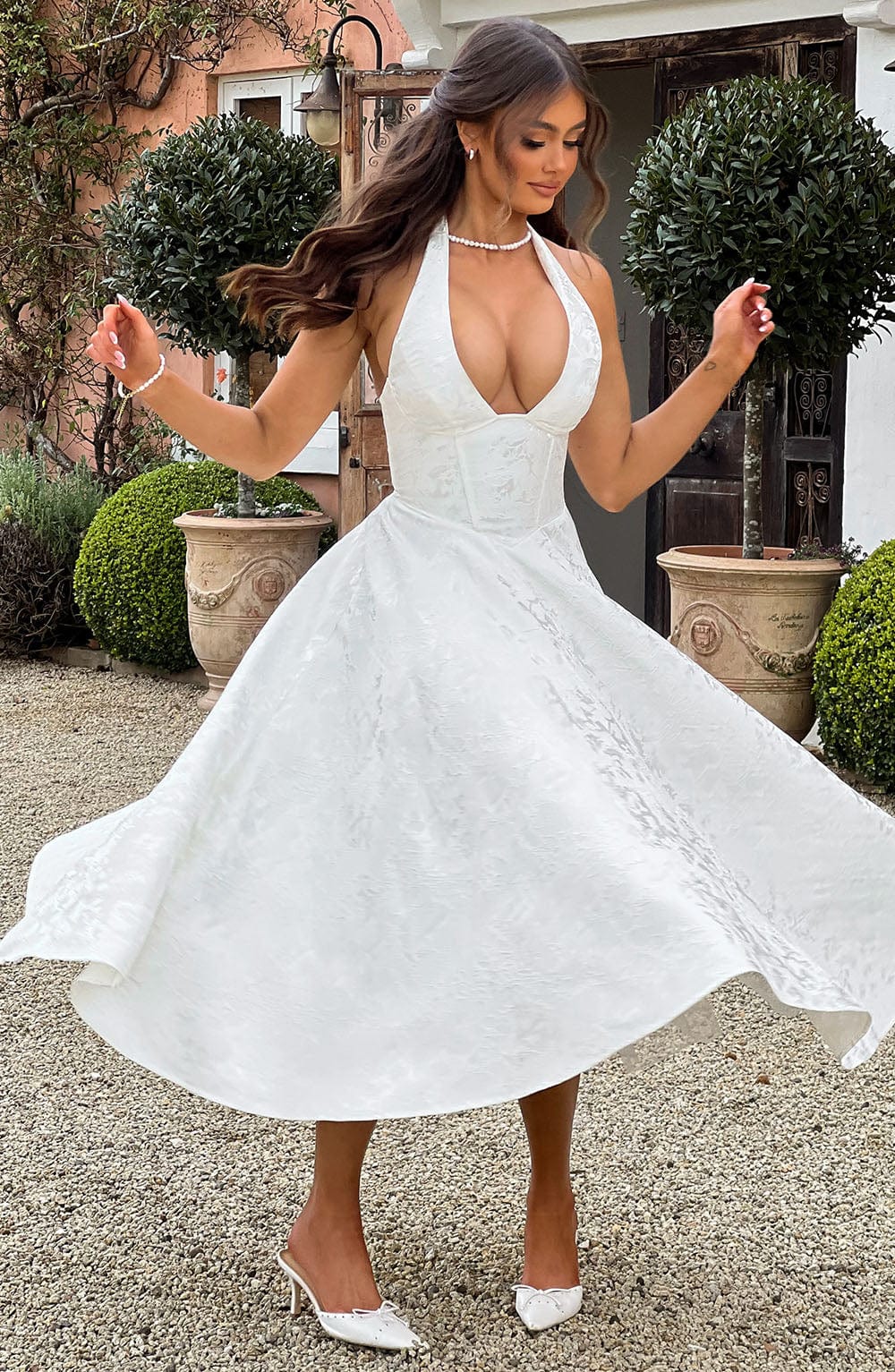Bryza - Vestido midi con escote profundo en la espalda