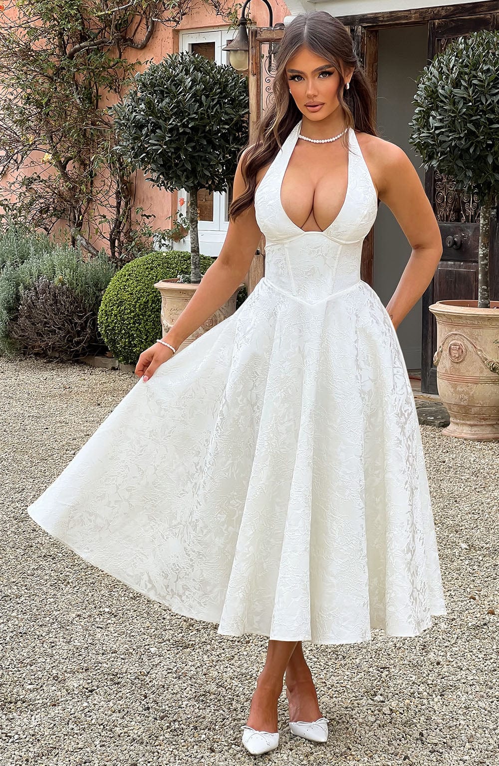 Bryza - Vestido midi con escote profundo en la espalda
