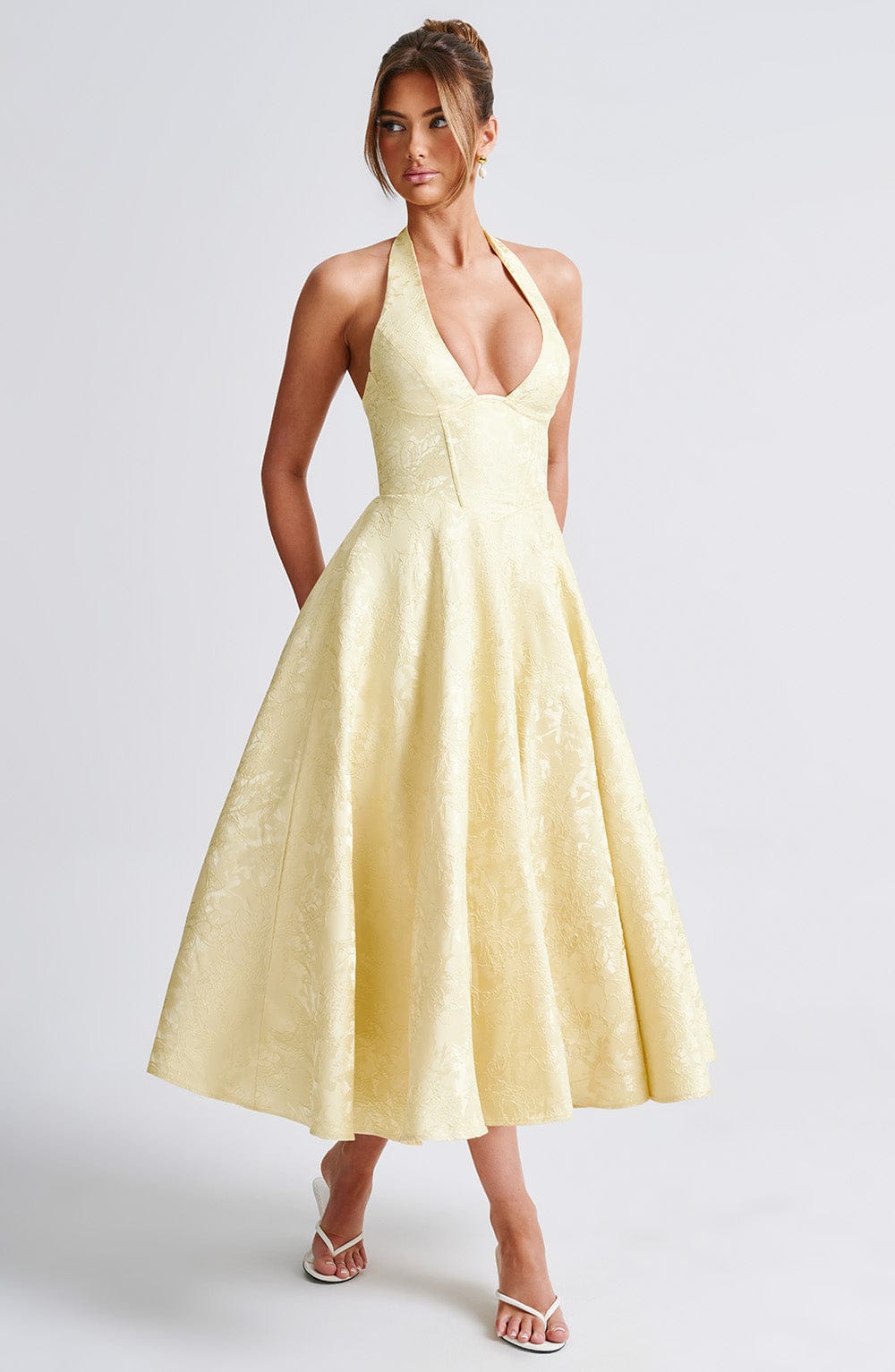 Bryza - Vestido midi con escote profundo en la espalda