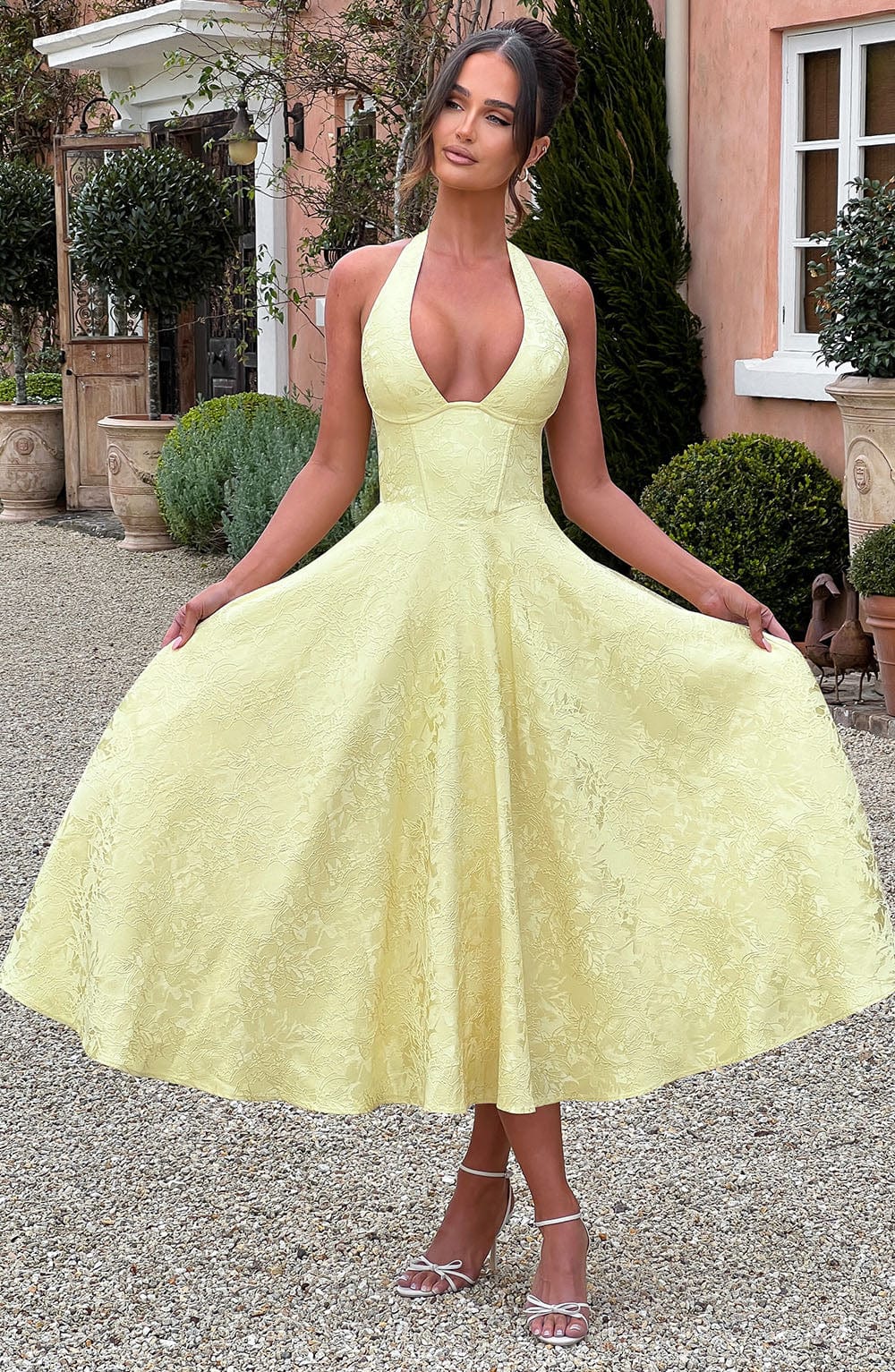 Bryza - Vestido midi con escote profundo en la espalda