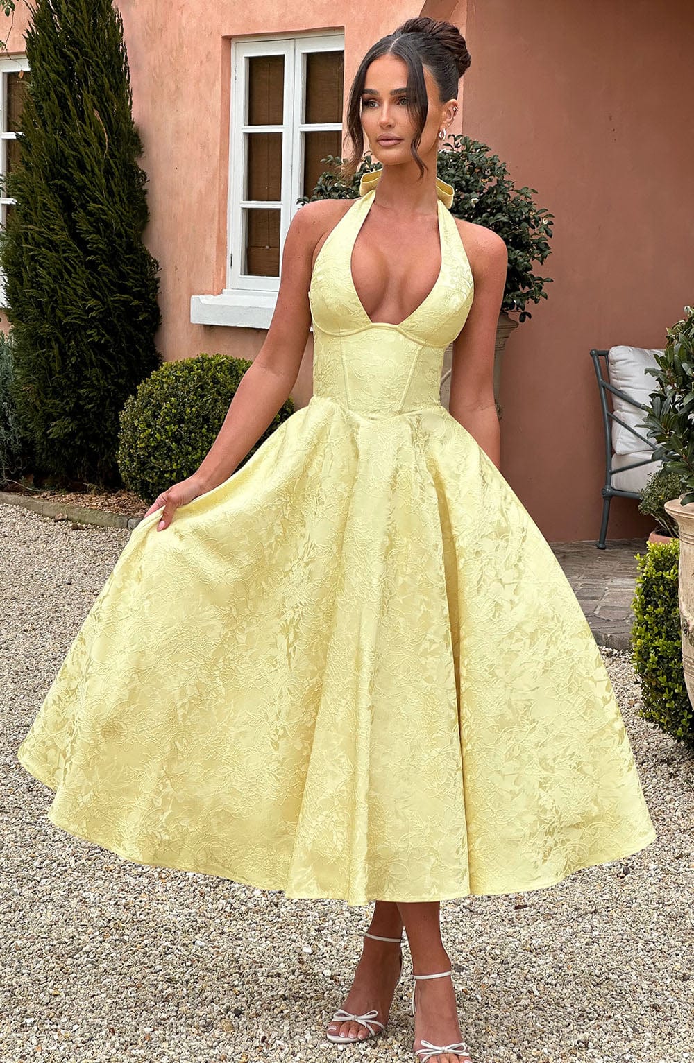 Bryza - Vestido midi con escote profundo en la espalda