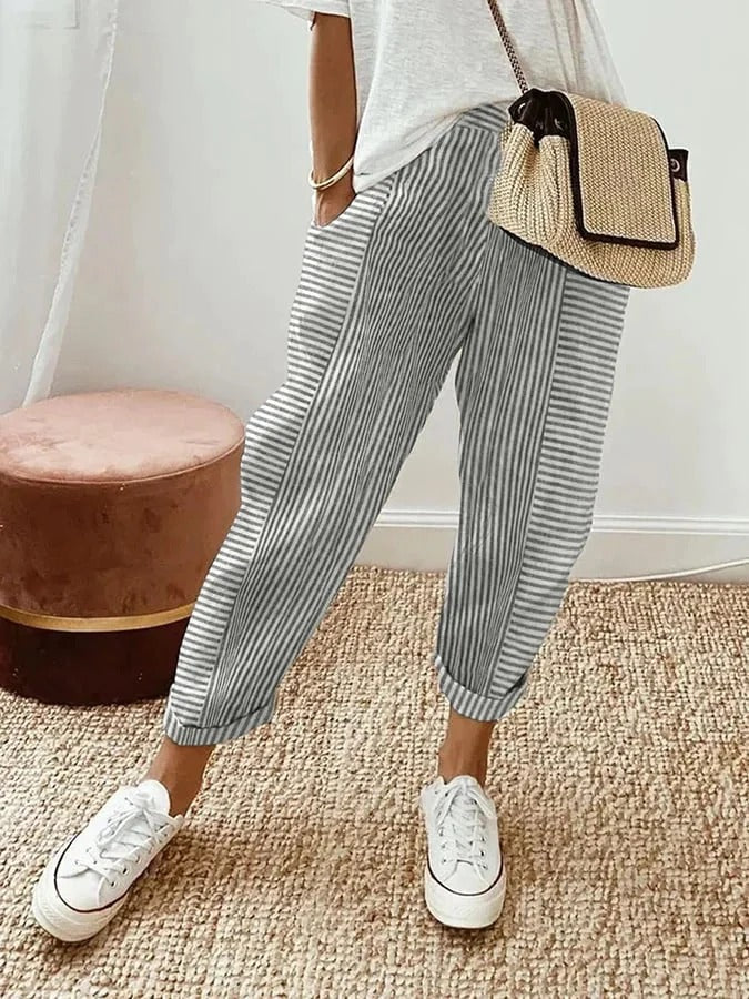 Klotylda – Pantalones de rayas elegantes para el verano