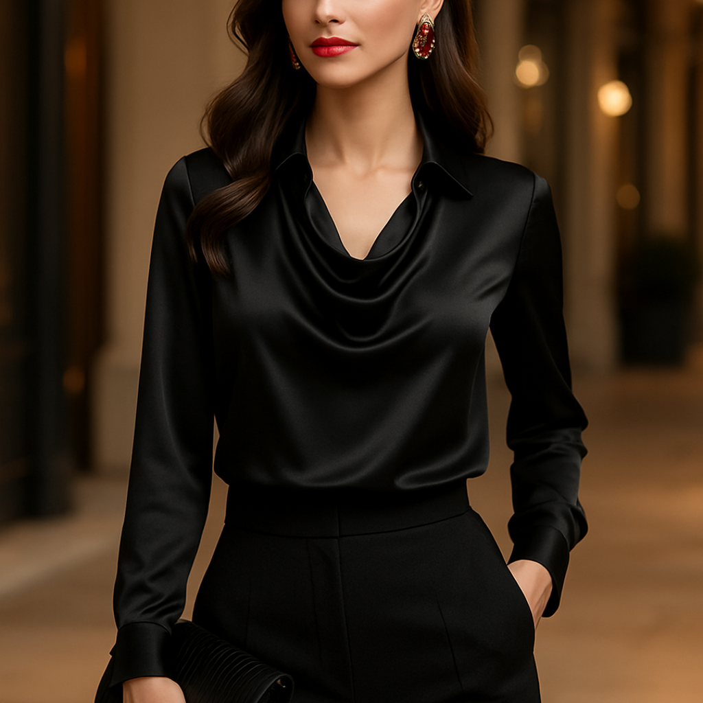 Rosela – Blusa blanca con elegante drapeado
