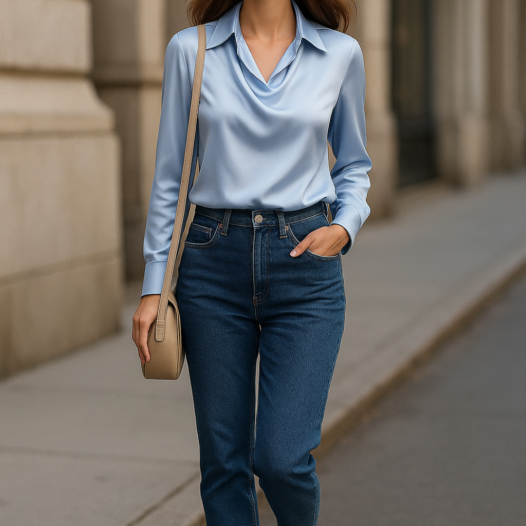 Rosela – Blusa blanca con elegante drapeado