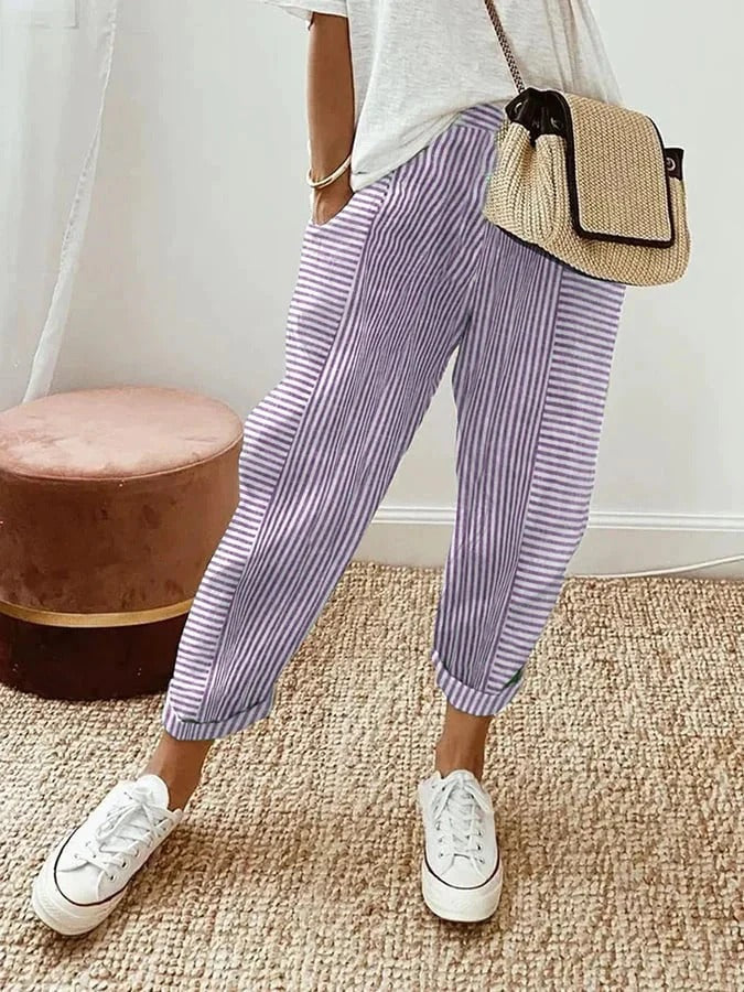 Klotylda – Pantalones de rayas elegantes para el verano