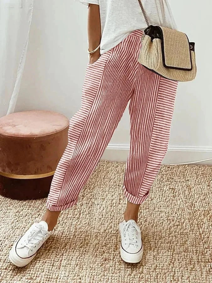 Klotylda – Pantalones de rayas elegantes para el verano